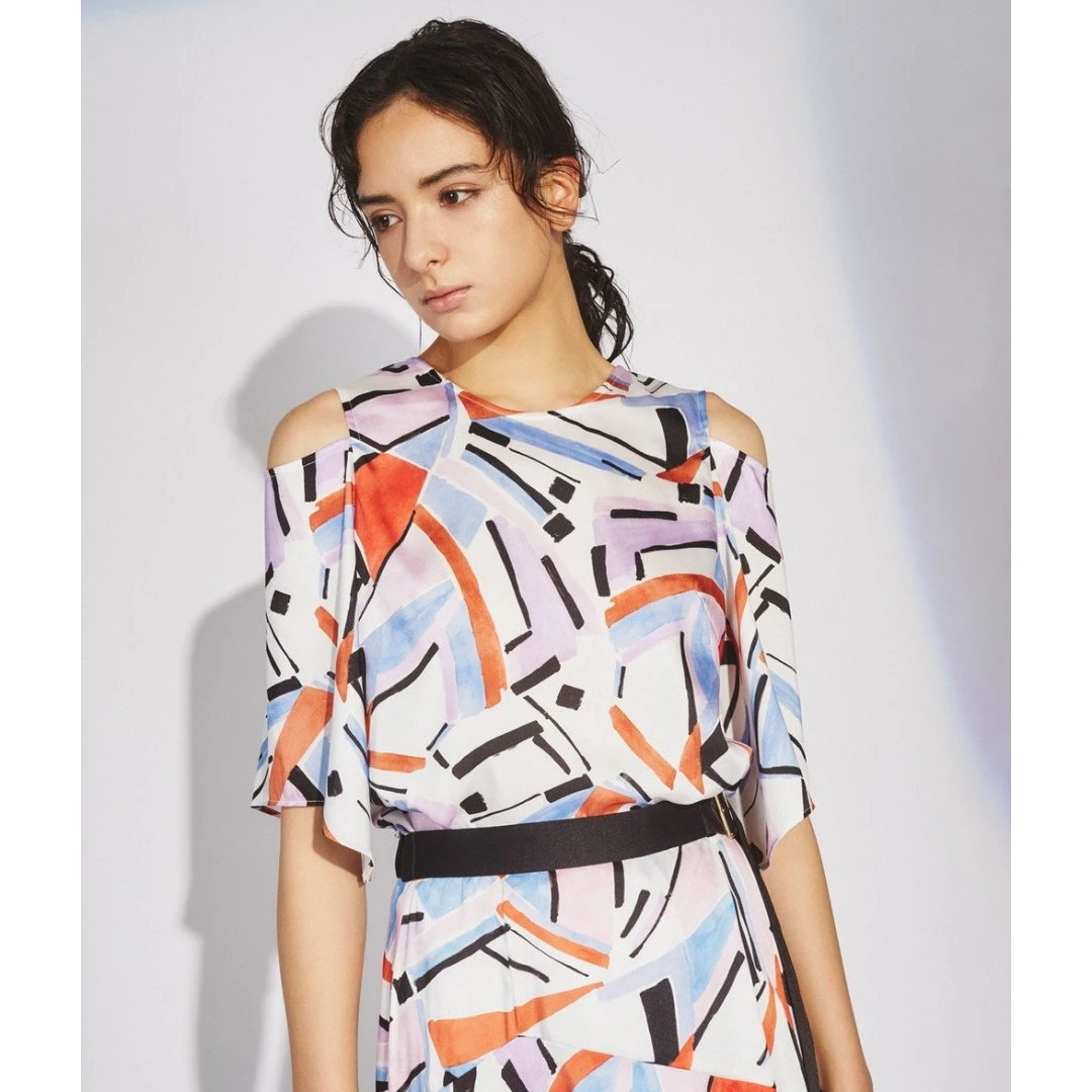 【强哥外贸】 千金贵牌 G 气质彩绘风不规则印花气质衬衫