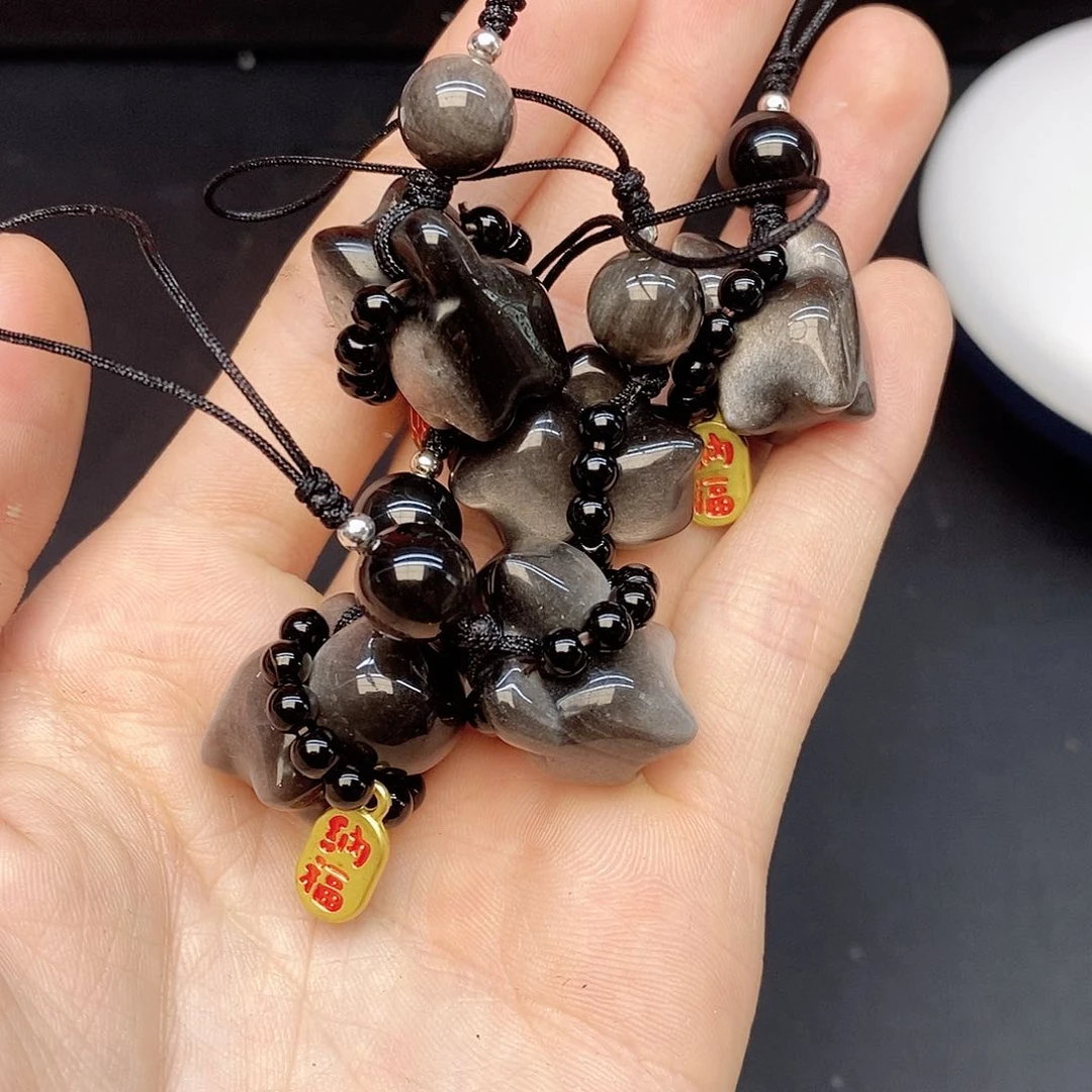 水晶手链未镶嵌51银耀石小猫