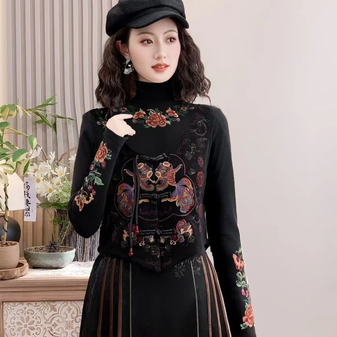 民族中式新款复古坎肩重工绣花刺绣背心盘扣国风马甲外套上衣