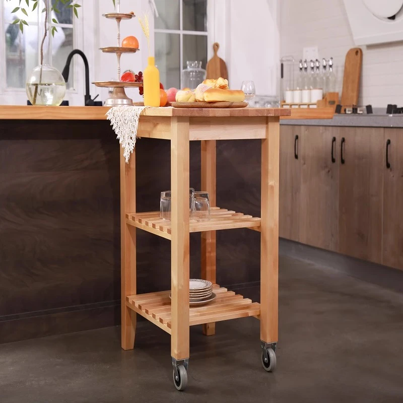 餐车 桦木580*500*847 全实木北欧风 现代简约可储物移动家具