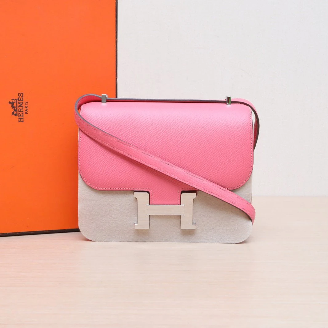 95新 Hermes/爱马仕 【小花Han】康康 19 唇膏粉 Ep皮 D刻 银扣