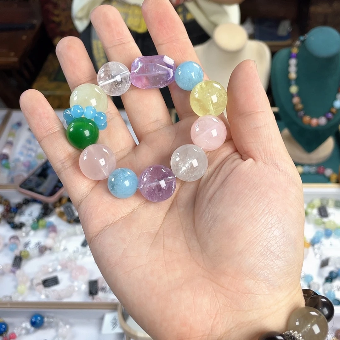 水晶手链银S925镀金镶嵌