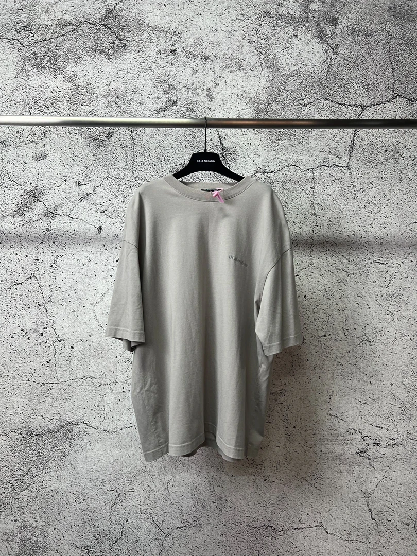 未使用 Balenciaga/巴黎世家 灰反B刺绣T恤/L码/BR0132