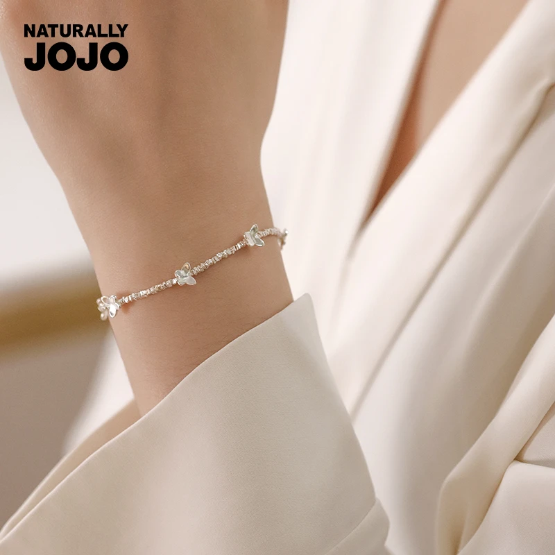 非金属合成锆石手链 轻奢小众时尚ins蝴蝶手链女设计法式银手串