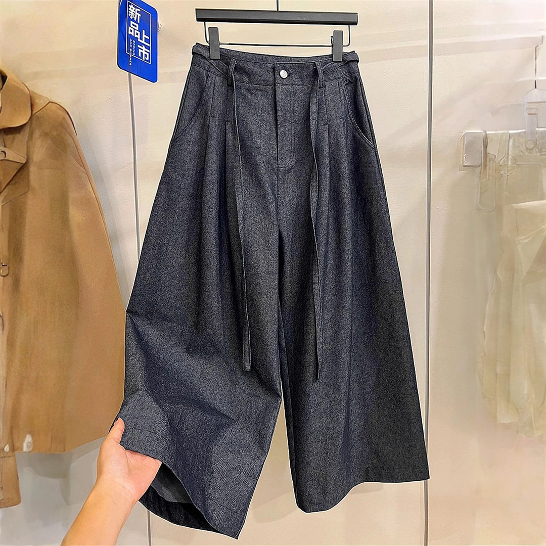 欧货高端宽松阔腿休闲裤女2025秋装新款慵懒风显瘦别致休闲直筒裤