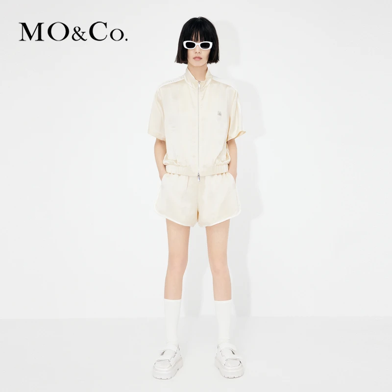 【赵老板专属】MOCO夏撞边醋酸混纺短袖夹克外套薄款MBC2JKT009
