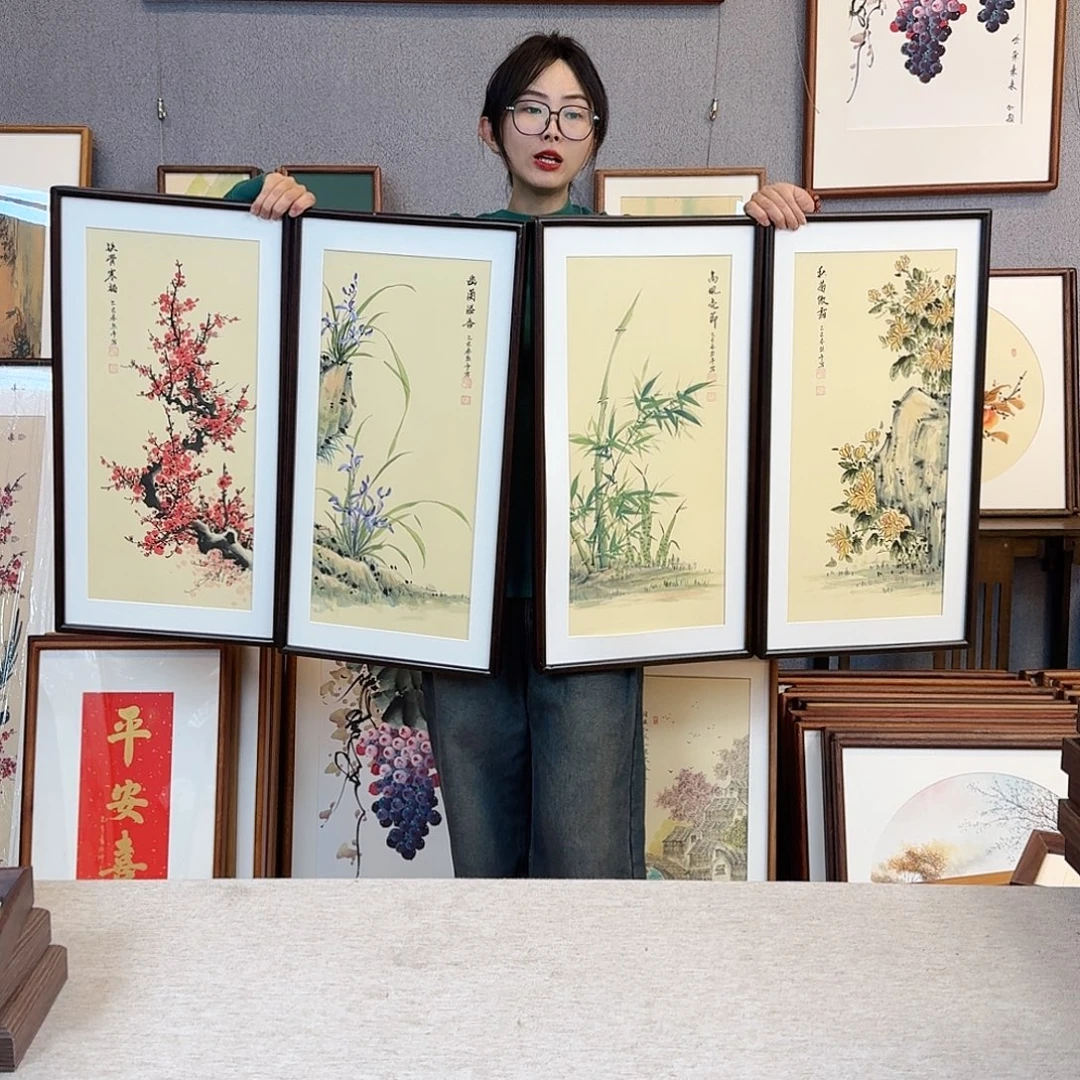 书法纯手绘，纯手写带框尺寸：36×69厘米