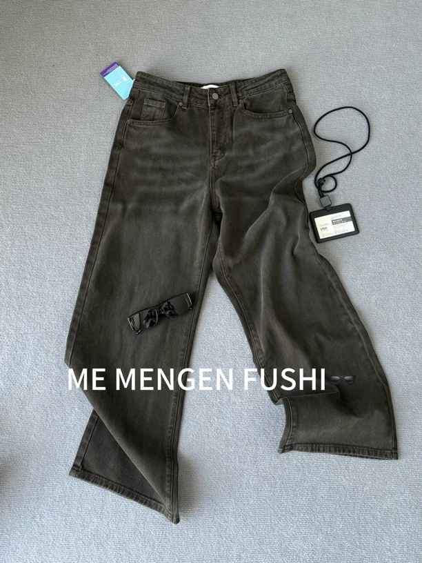 MEFS/美式复古折痕宽松时尚直筒潮流牛仔裤