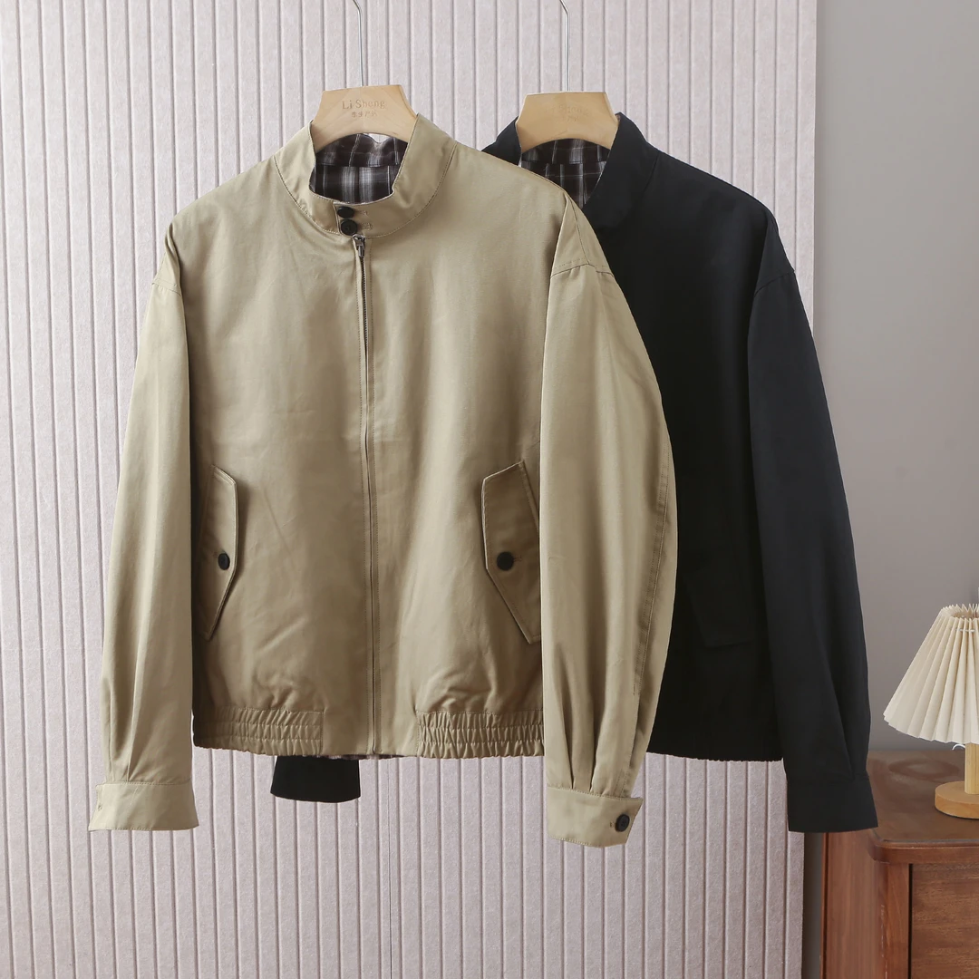 5266-男士春秋两色立领两面穿休闲百搭男款宽松舒适夹克上衣外套