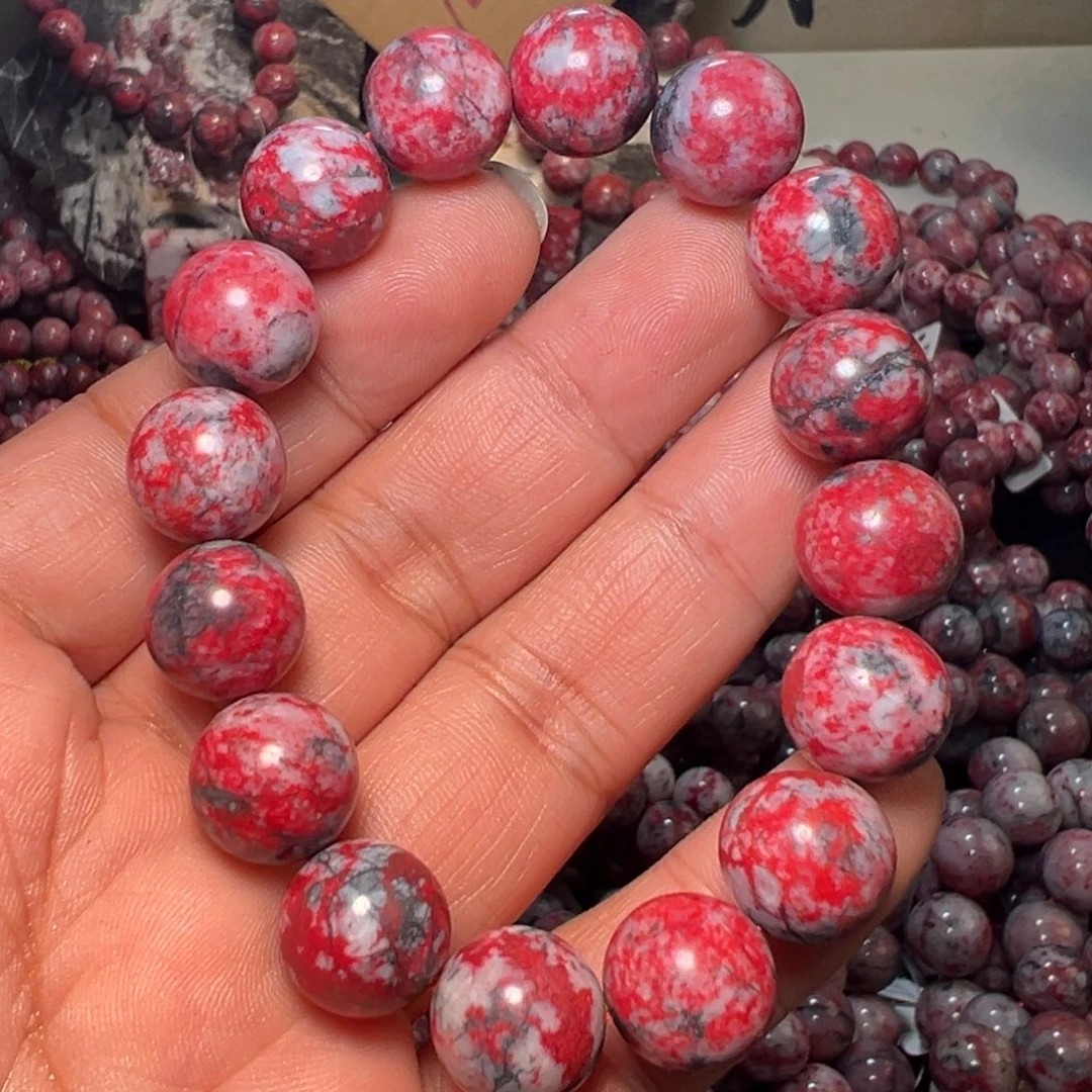 冷***声天然辰砂原石手串