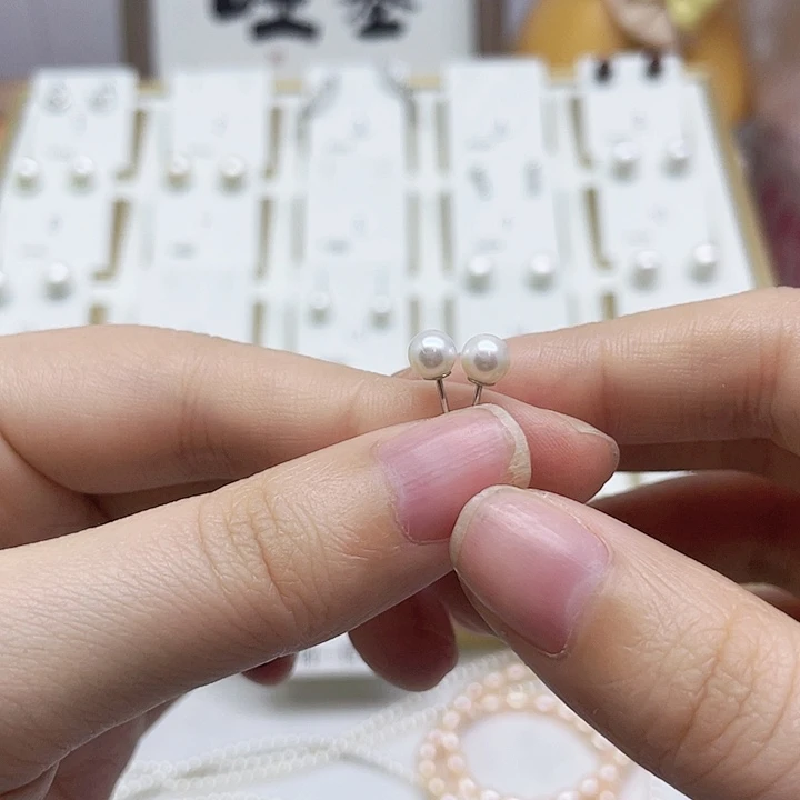 淡水珍珠耳饰银S925镶嵌＠*团