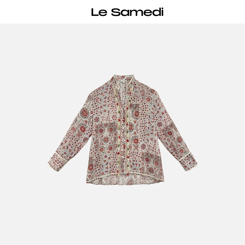 Le Samedi【迷香藏红】 异域风情 流苏门襟 宫廷复古印花衬衫