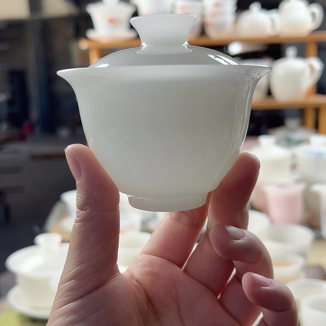 永***运璞玉釉烧二才盖碗满容120ml盖下100ml