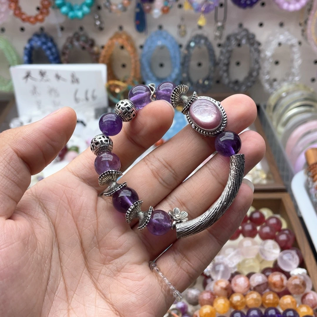 烟晶手链未镶嵌潘多拉半镯子