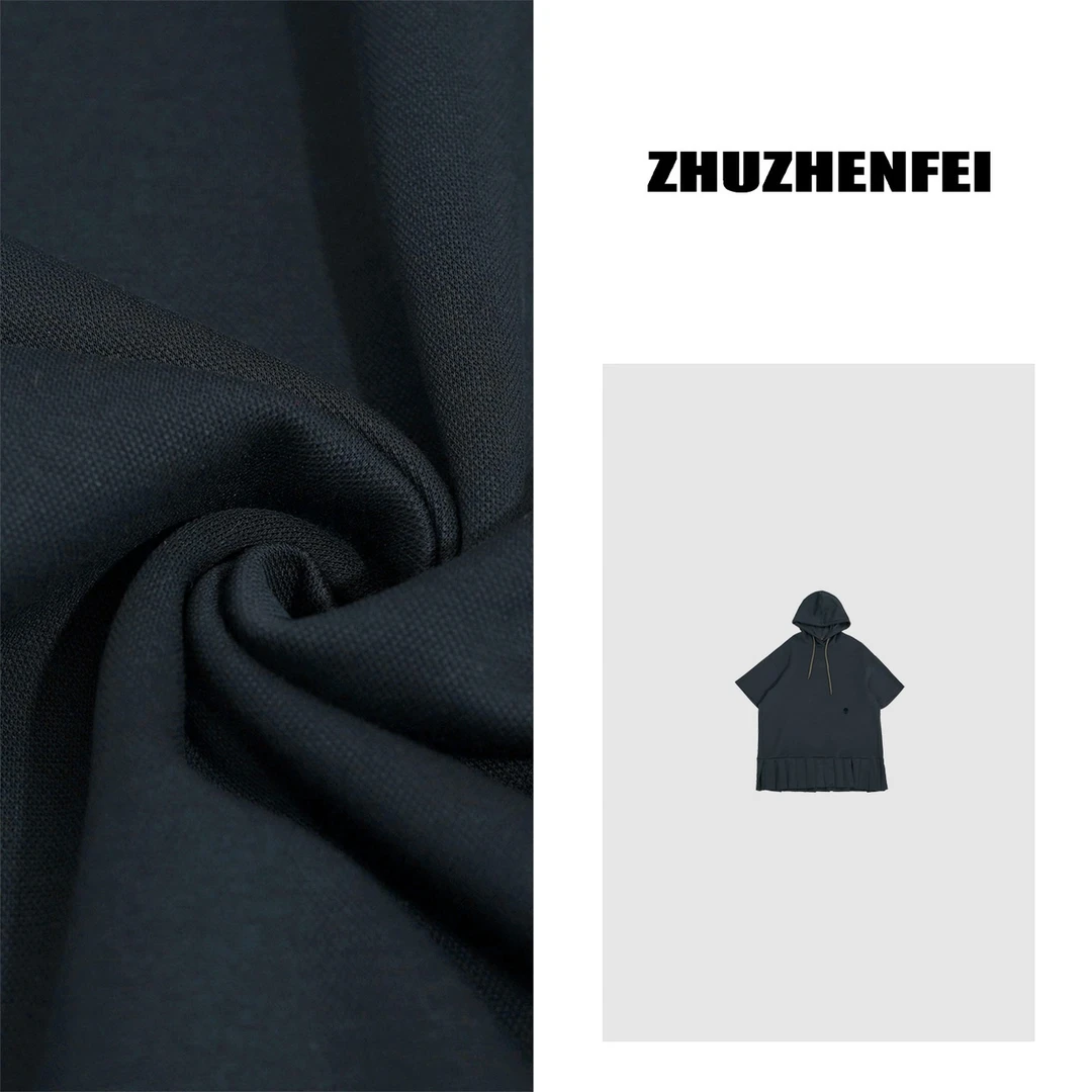 ZHUZHENFEI【幻想记】莫代尔棉藏蓝连帽宽松显瘦连衣裙Z351161