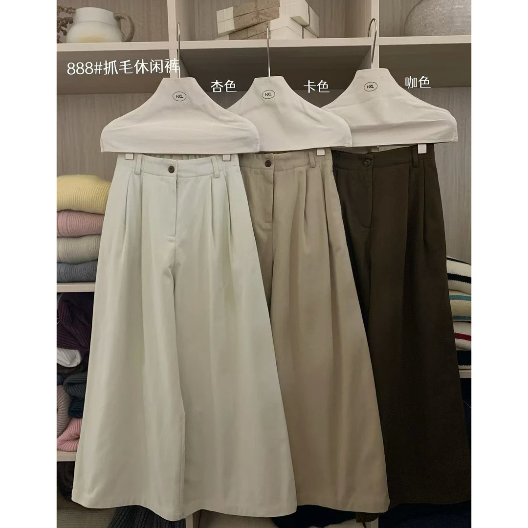 C/888 韩系简约百搭阔腿抓毛休闲裤 9-30