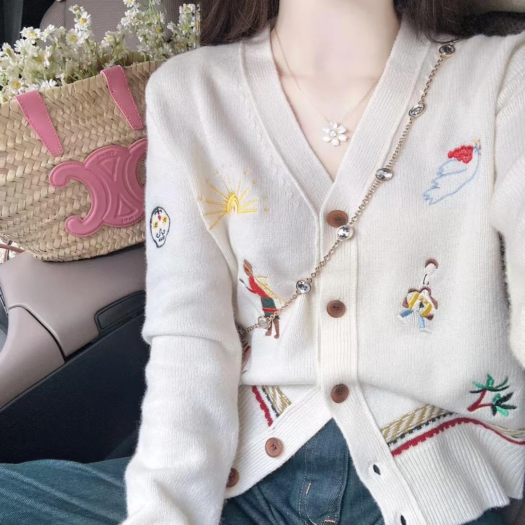 401-470 样衣针织衫女时尚开衫春秋新款小香风外搭洋气时尚百搭