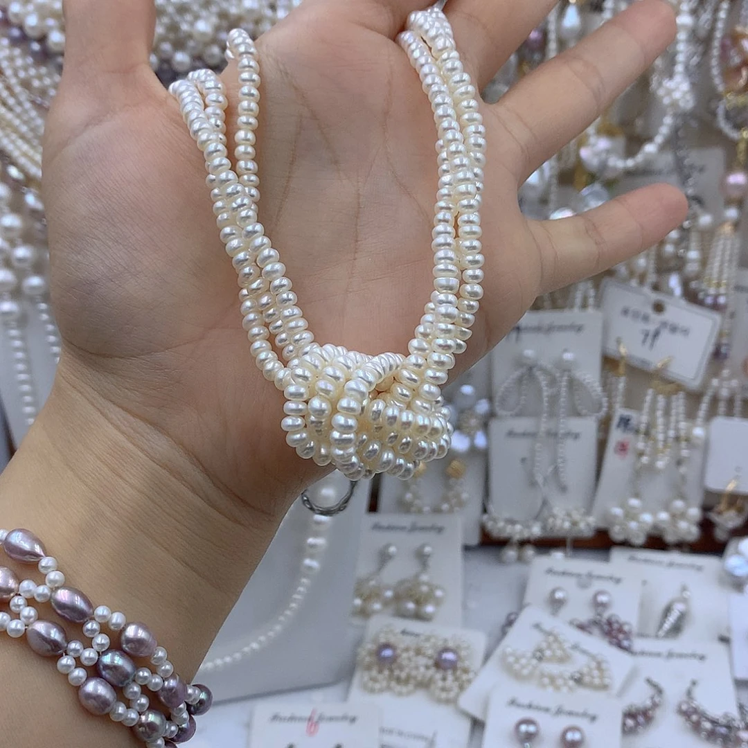 培***娘银S925镶嵌项链耳饰淡水珍珠