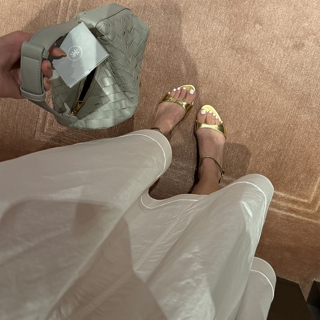 靠谱【金色华尔兹】新款羊皮法式row风绑带凉鞋KP250837