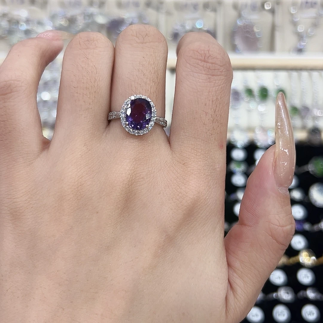 银S925镶嵌紫晶戒指