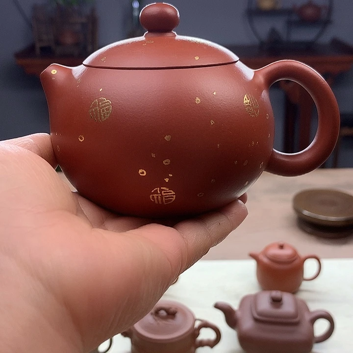 茶壶紫砂全手工制作，朱泥西施壶300容量