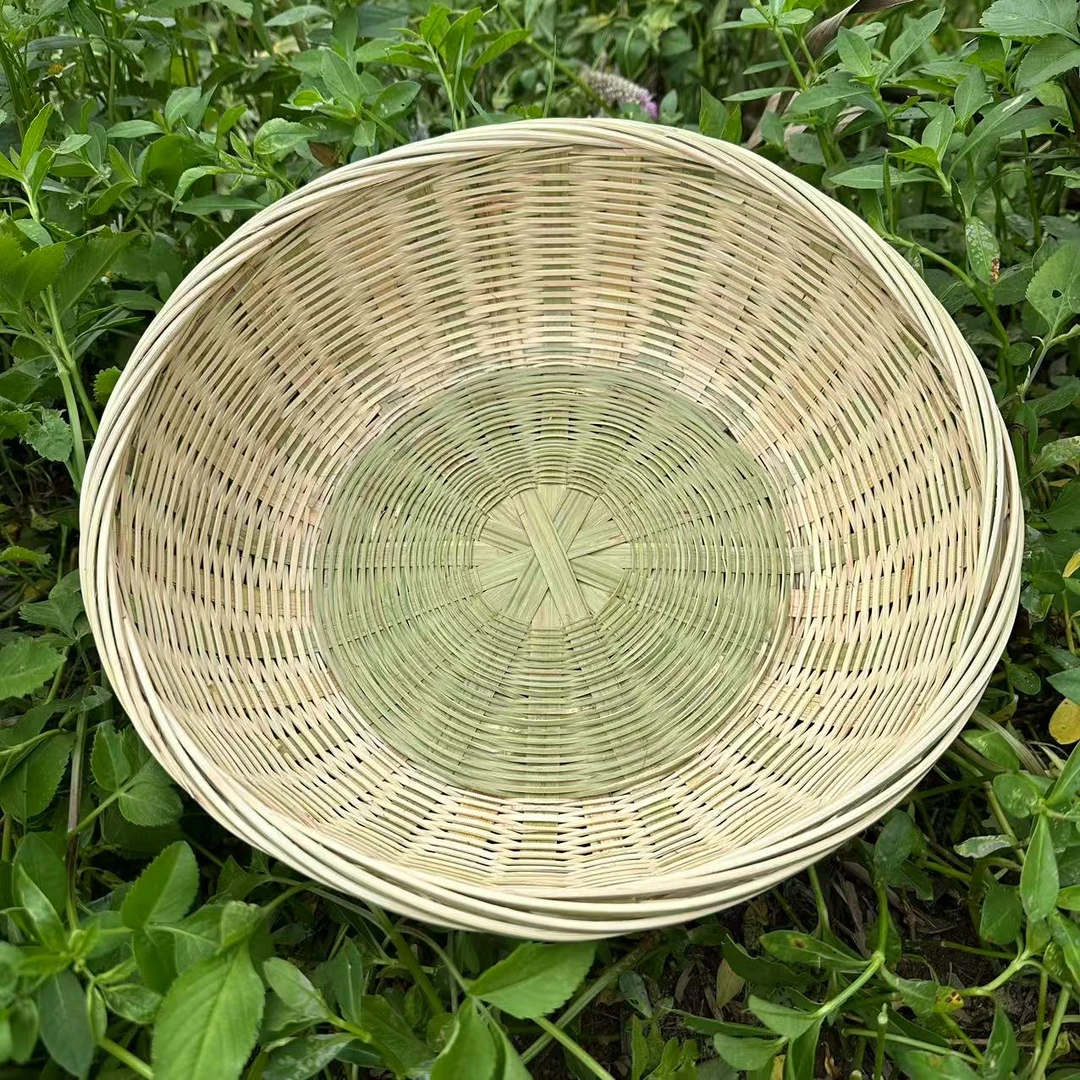 【27厘米直径发3个】 手工竹青编织馒头筐收纳篮约装15个馒头