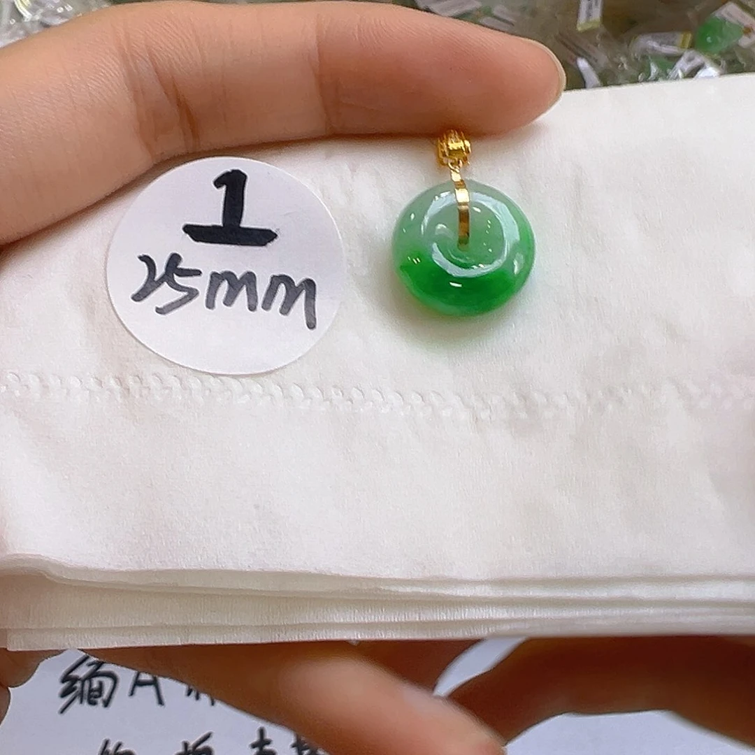 翡翠18K金镶嵌吊坠(不含链)我