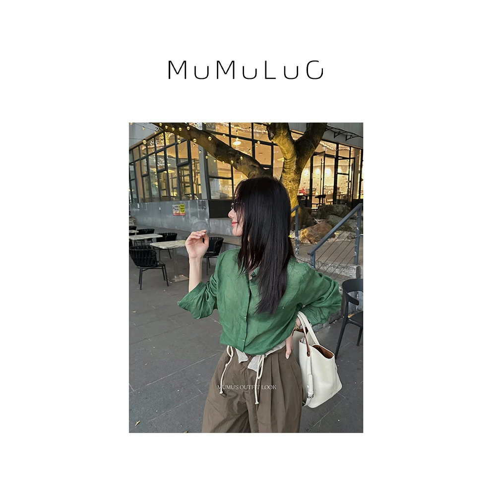 罗炑炑“清风素缕”苎麻立领排扣薄款早春透气长款衬衣 MML2528