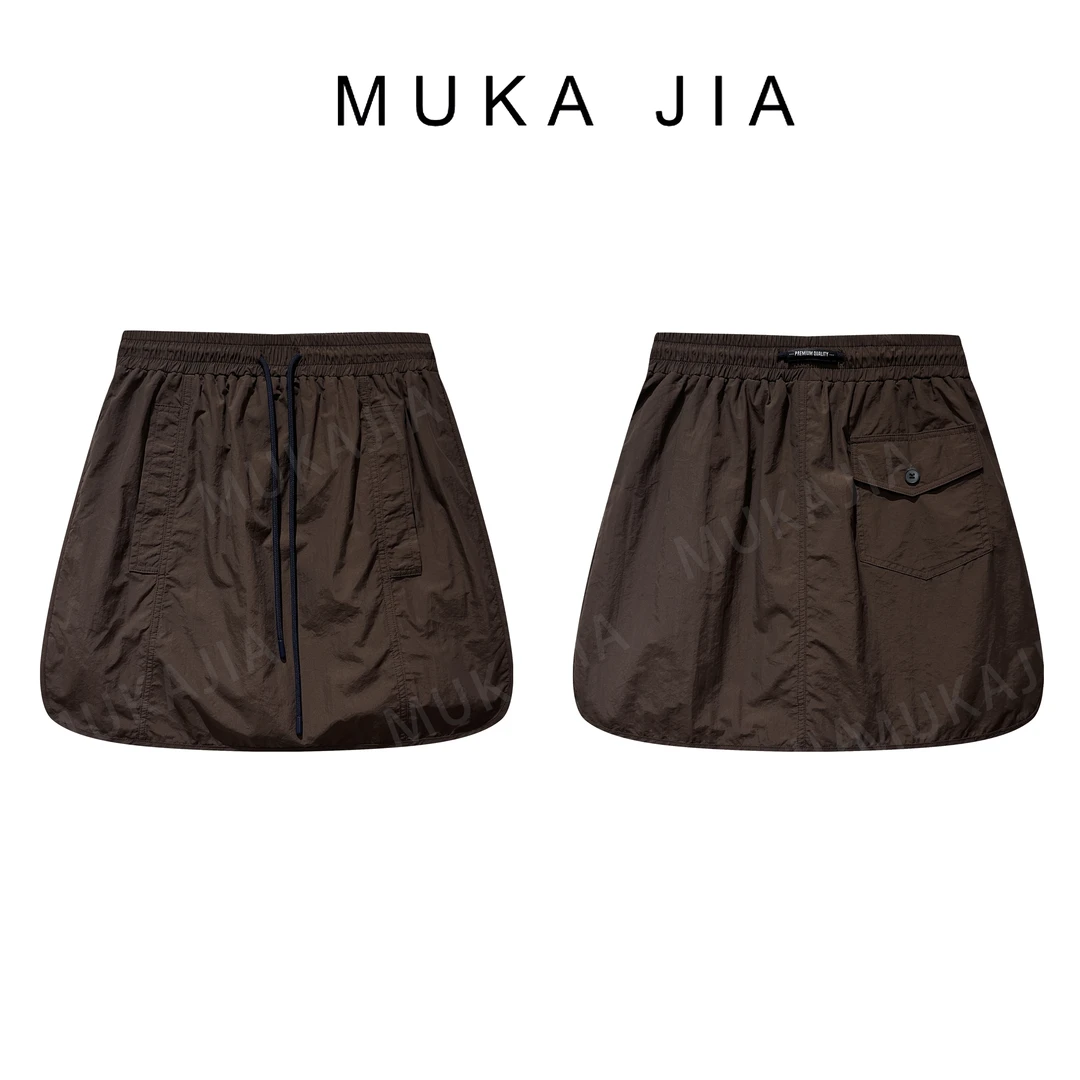 木卡家【工装速干裤裙】定制款韩系休闲薄料抽褶防走光裤裙5376