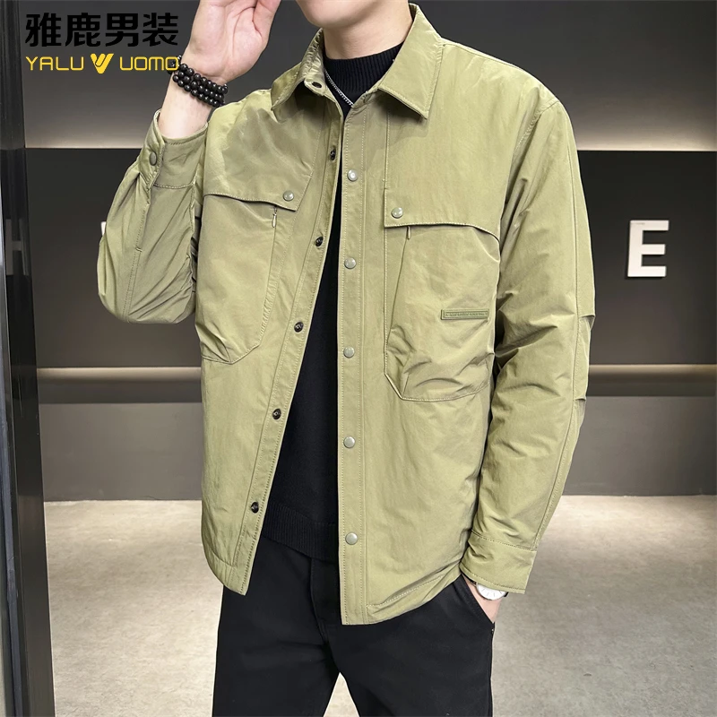 雅鹿男装男士爆款翻领外套帅气百搭有型大口袋夹克休闲时尚上衣