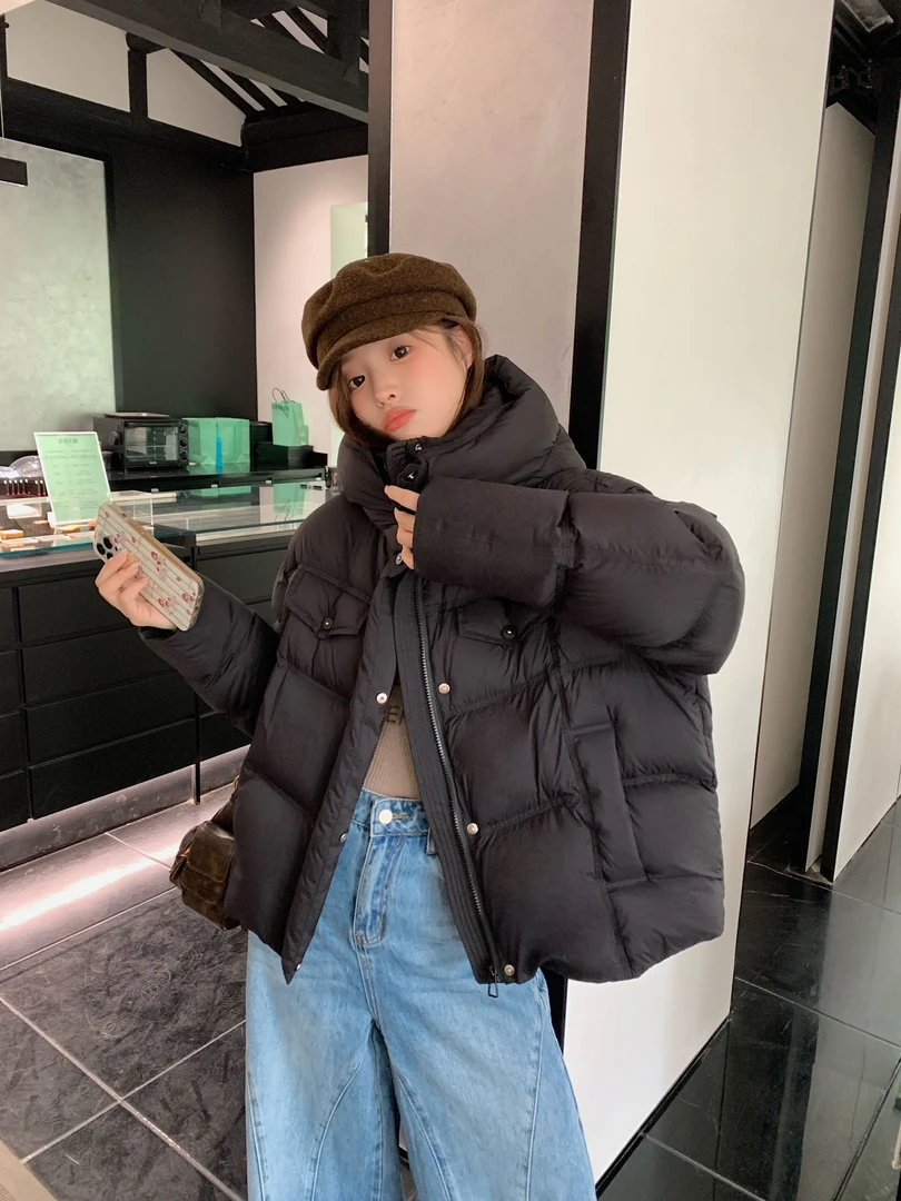 【丽丽专属】泡芙连帽羽绒服8808新款韩版宽松90白鸭绒加厚减龄外套