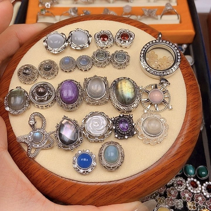 紫晶耳饰银S925镶嵌盒子