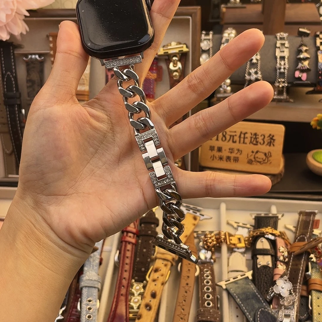 胶带不锈钢表带古巴链