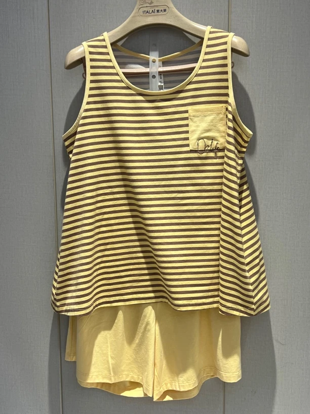 夏季女士无袖睡衣背心短裤家居服舒适轻薄套装