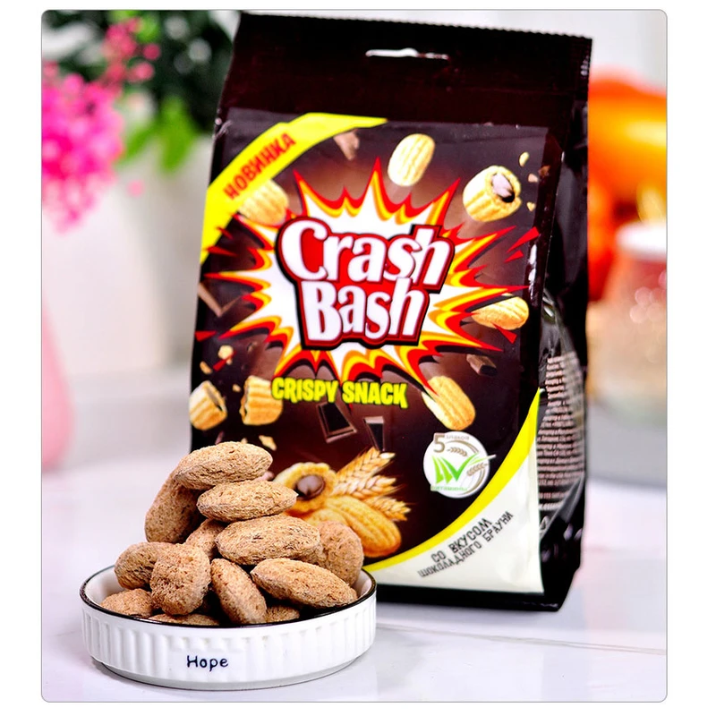 俄罗斯原装进口巧克力味夹心小米球饼干150g*1袋酥脆休闲零食