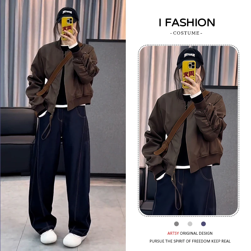 洋气宽松显瘦棒球服短外套女2025年春秋新款休闲百搭减龄夹克上衣