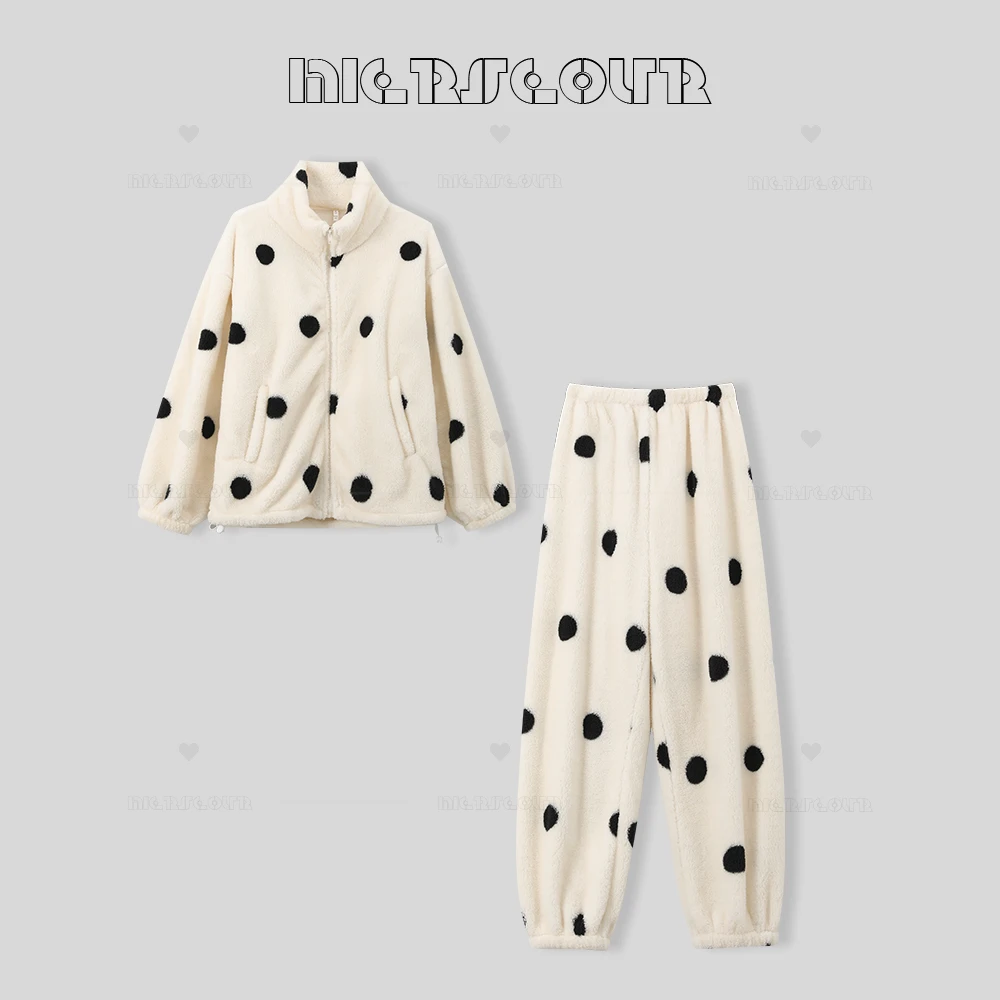 冬季软绵绵长袖甜心波点两件套家居服套装115