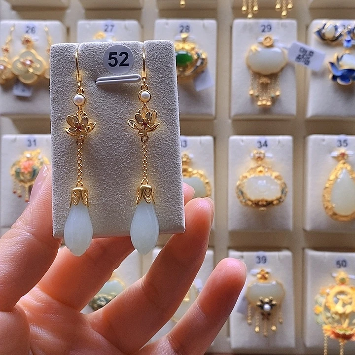 和田玉颈饰银S925镶嵌