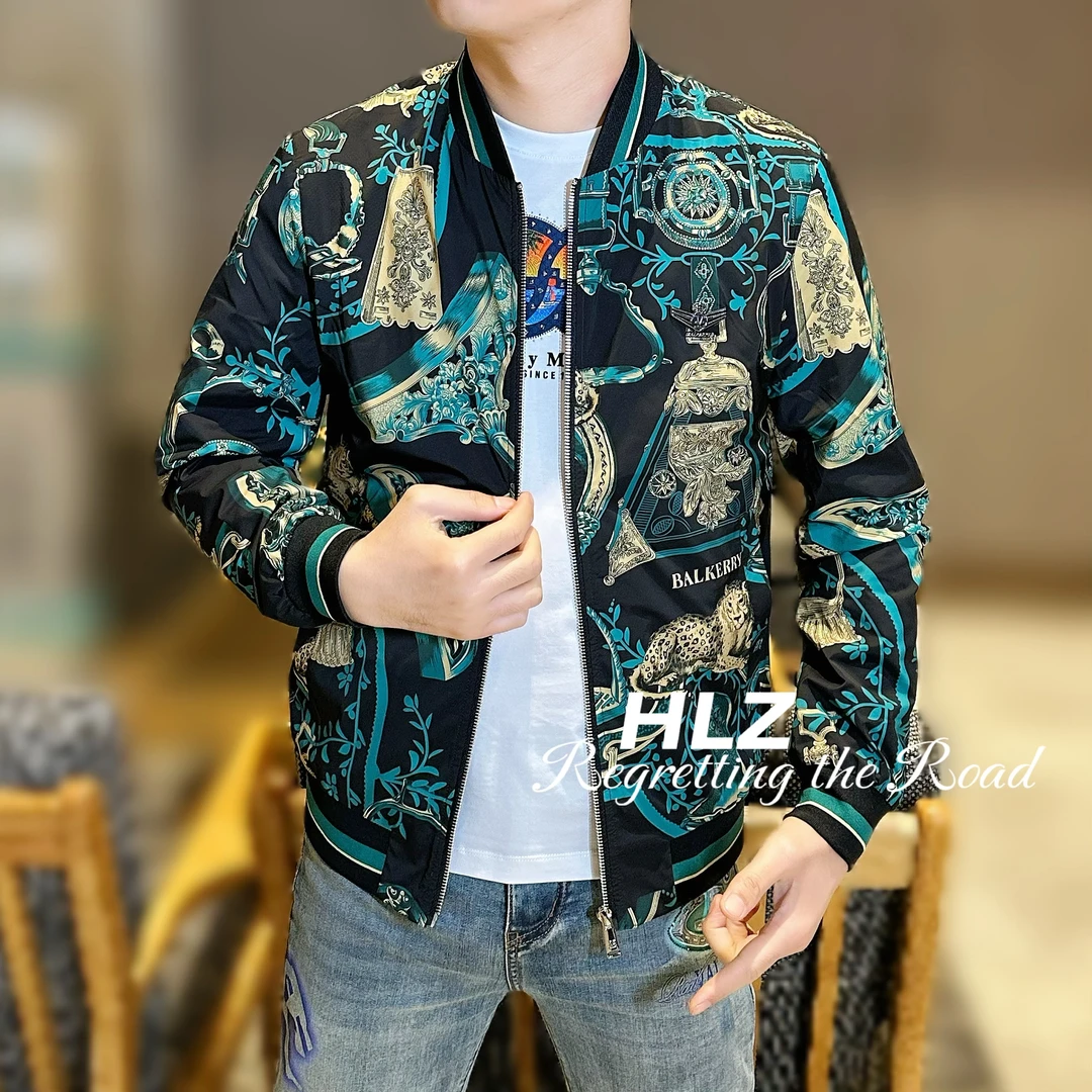 2025男士春季新款个性帅气巴洛克字母立领时尚百搭夹克外套