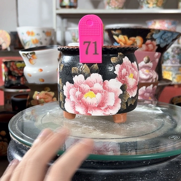 景德镇手绘花盆幸运花盆