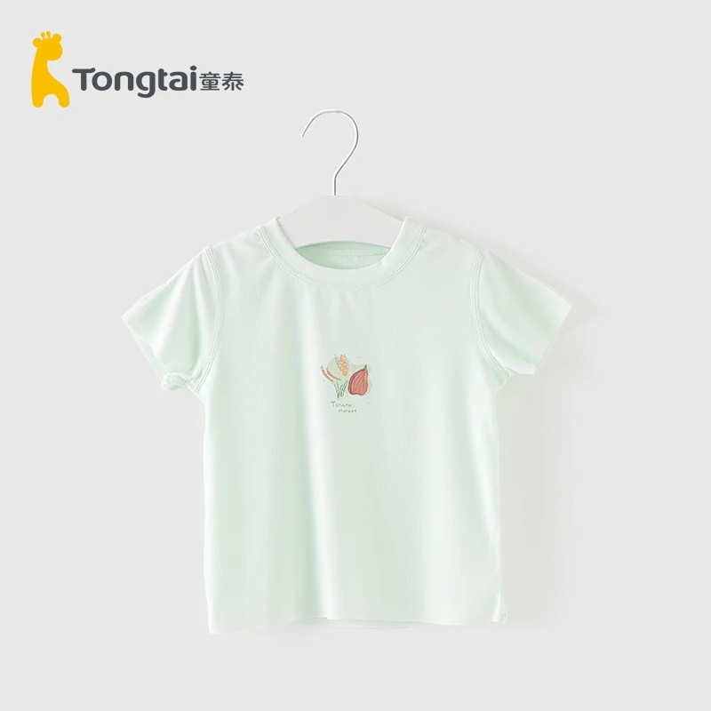 童泰婴儿短袖上衣夏季儿童轻薄莫代尔t恤男女宝宝可爱印花打底衫
