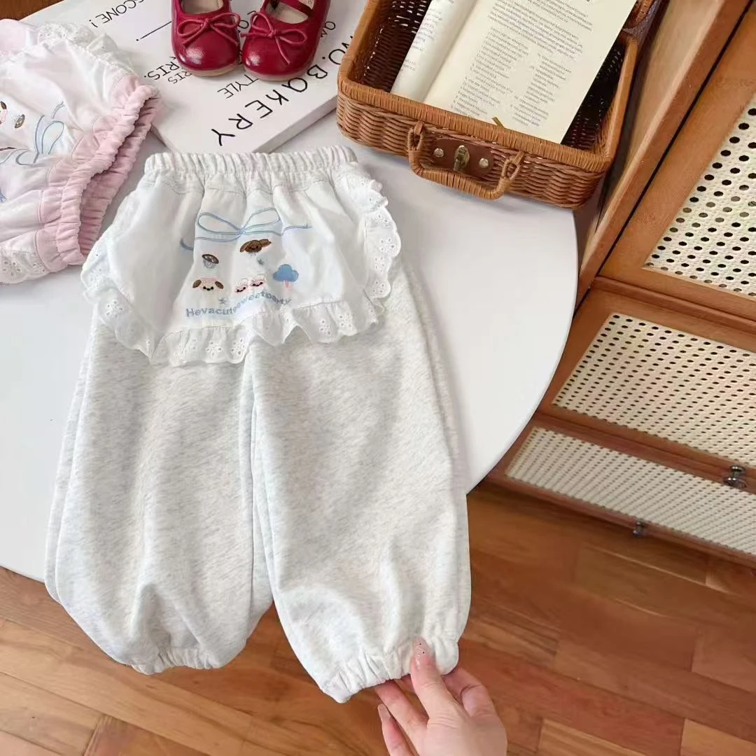 8675女童秋款刺绣屁帘卫裤