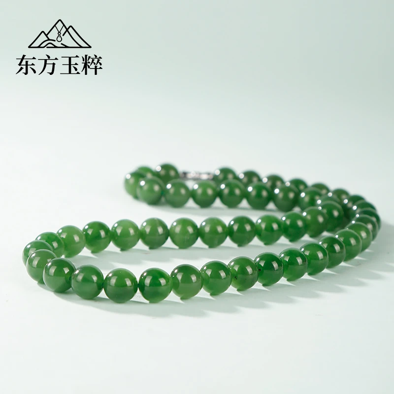 和田玉碧玉圆珠项链-单珠约9.5mm-多样性发货 拍一发一