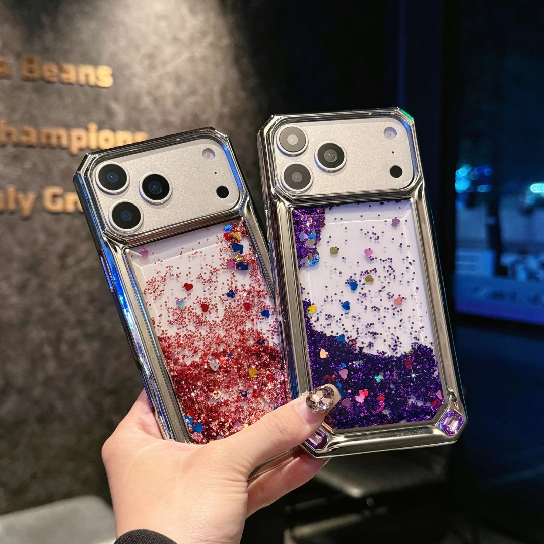 轻奢闪粉流沙适用于苹果17promax电镀手机壳15高颜值13promax