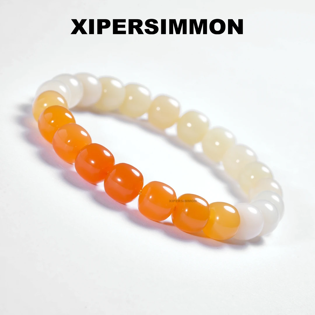 【鸡油黄】9mm天然缅黄玉手串百搭女款渐变时尚精工老型玉石桶珠