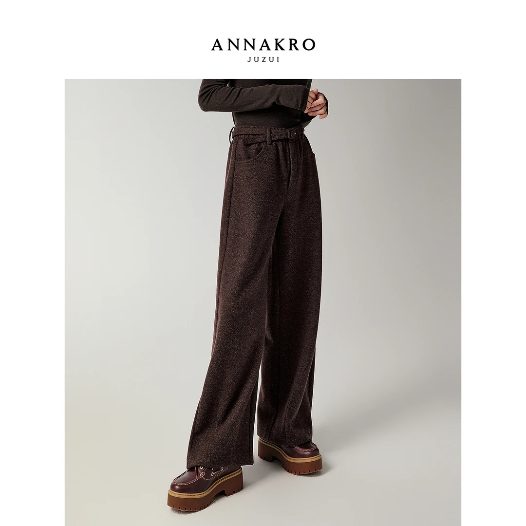 【小余专属】玖姿·安娜蔻KWFD11033休闲长裤针织女2025冬季新款