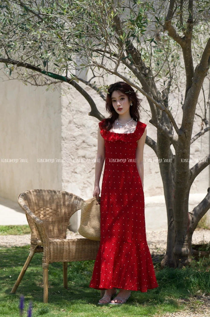 【门店同款】夏日番情 法式方领长连衣裙162893972