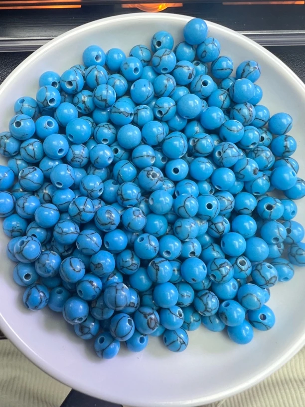 天然珠宝玉石 高瓷蓝散珠Y648 6MM 50颗（赠弹力绳）