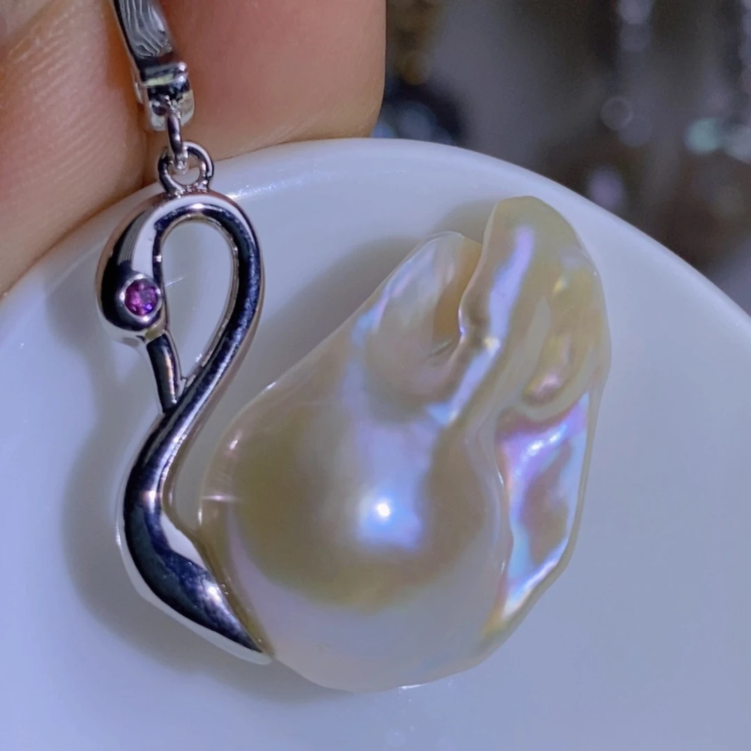 银S925镶嵌天然淡水珍珠淡水珍珠