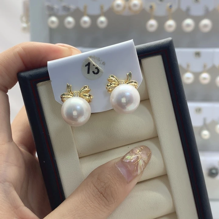 淡水珍珠耳饰银S925镶嵌